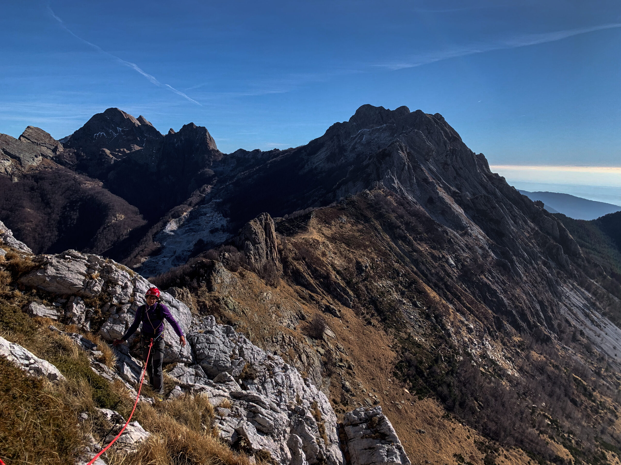 Tommaso in uscita da Diedro Sud - L6