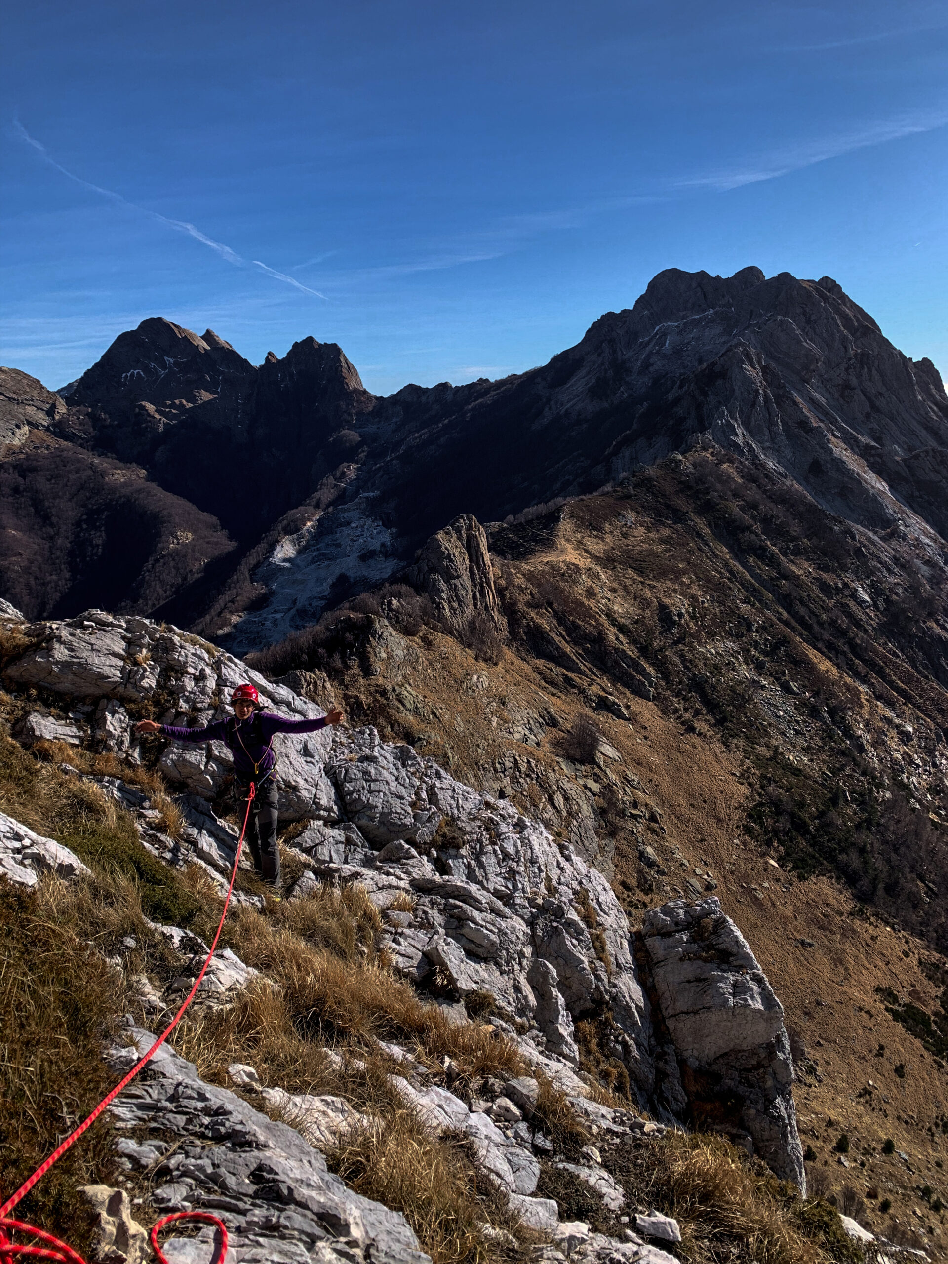 Tommaso in uscita da Diedro Sud - L6